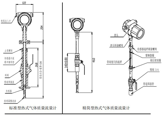 數(shù)顯氣體質(zhì)量流量計(jì)插入式結(jié)構(gòu)圖